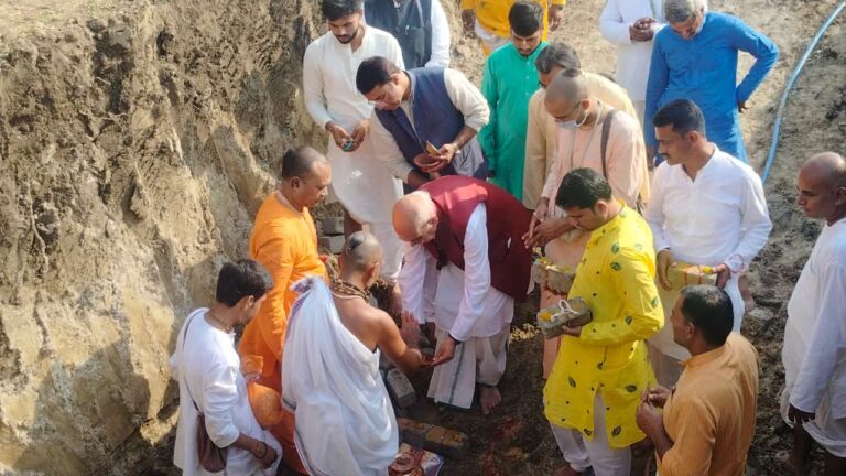 Khategaon News: Bhumi Pujan of Shri Shri Radha Brij Sundar ISKCON temple, joy among the city residents, the city and the region are getting a unique gift